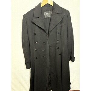 Vtg Bergdorf Goodman On The Plaza NY Wool Black Pea coat Jacket No Size Signed